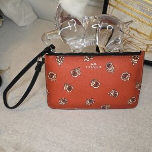 Coach Sienna Rose Red Floral Wristlet